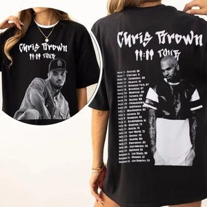 Chris Brown 1111 Tour Dates 2024 Funny Music Fan Graphic 2 Sided T-Shirt
